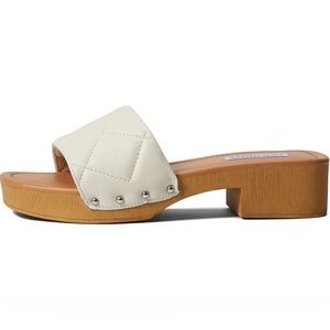 Steve Madden Quilted Wood Slide Sandals Clogs NEW